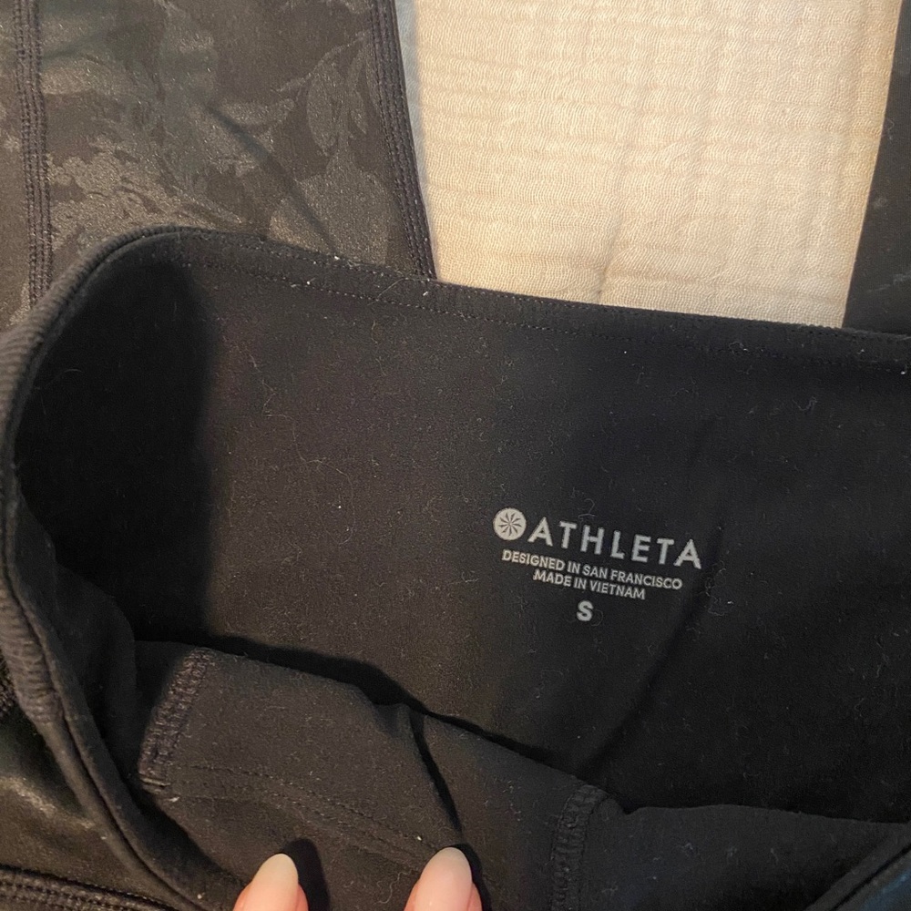 Athleta Barre Black Floral Leggings - Size Small